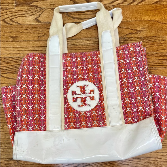 Tory Burch Pink Pattern Beach Tote Bag - Picture 3 of 6